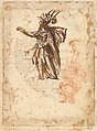 Costume Design and Design for a Headdress, Baccio del Bianco (and workshop) Italian, Brown ink and wash; red chalk