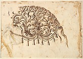 Textile Design for a Horse Cover, Baccio del Bianco (and workshop) Italian, Brown ink and wash
