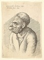 Bust of a man with hooked nose, prominent upper lip, open mouth and thick, short curly hair resembling wig in profile to left, Wenceslaus Hollar Bohemian, Etching; only state