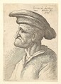 Bust of elderly man with nose that meets his lower  lip, wearing wide flat cap in profile to left, Wenceslaus Hollar  Bohemian, Etching; only state
