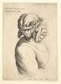 Bust of woman with protruding mouth wearing low-cut dress and cloth bound around her head, in profile to right, Wenceslaus Hollar Bohemian, Etching; only state