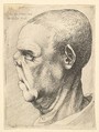 Grotesque old man with flattened nose in profile to left, Wenceslaus Hollar  Bohemian, Etching; only state