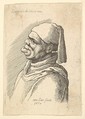 Bust of a deformed man with a hat and a fat, protruding lower lip in profile to left, Wenceslaus Hollar  Bohemian, Etching; only state