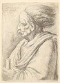 Man with caricatured features and hair streaming behind, in half-length to left, Wenceslaus Hollar  Bohemian, Etching; only state