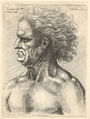 Head of a muscular old man in profile to left with flowing hair, Wenceslaus Hollar Bohemian, Etching; only state