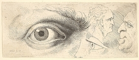 Two eyes and two heads, Wenceslaus Hollar Bohemian, Etching; only state