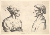 Two heads, Wenceslaus Hollar  Bohemian, Engraving, only state