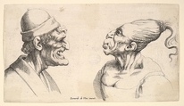 Two deformed heads, Wenceslaus Hollar  Bohemian, Engraving, only state
