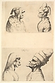 Two deformed heads facing each other, Wenceslaus Hollar (Bohemian, Prague 1607–1677 London), Etching; third state of three