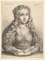 Woman with a wreath of oak leaves, Wenceslaus Hollar (Bohemian, Prague 1607–1677 London), Etching; first state of five (probably first state although the print is cut 3 x 3 mm within the platemark so it cannot be determined with certainty)