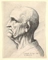 Head of an old man with tufts of curly hair around ear in profile to left, Wenceslaus Hollar  Bohemian, Etching; only state