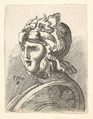 Helmeted head, Francis Place British, Etching; only state (copy in reverse)