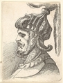 Helmeted head, Francis Place British, Etching; copy by Francis Place