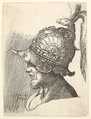Helmeted head, Francis Place British, Etching