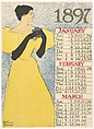 Poster Calendar 1897: January, February, March, Edward Penfield (American, Brooklyn, New York 1866–1925 Beacon, New York), Lithograph and relief process