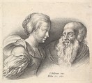 An Old Man and a Girl, Wenceslaus Hollar Bohemian, Etching, only state