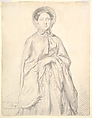 Portrait of a Young Woman Wearing a Cloak and Bonnet, Théodore Chassériau  French, Graphite