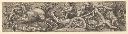 A scallop shell chariot, William Carter British, Etching
