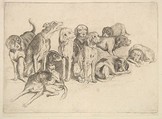 Eleven Hounds, Wenceslaus Hollar Bohemian, Etching; only state