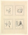 Four Heads (from Characaturas by Leonardo da Vinci, from Drawings by Wincelslaus Hollar, out of the Portland Museum), Wenceslaus Hollar  Bohemian, Etching