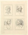 Four Heads (from Characaturas by Leonardo da Vinci, from Drawings by Wincelslaus Hollar, out of the Portland Museum), Wenceslaus Hollar  Bohemian, Etching