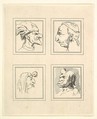 Four Heads (from Characaturas by Leonardo da Vinci, from Drawings by Wincelslaus Hollar, out of the Portland Museum), Wenceslaus Hollar  Bohemian, Etching