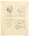 Four Heads (from Characaturas by Leonardo da Vinci, from Drawings by Wincelslaus Hollar, out of the Portland Museum), Wenceslaus Hollar  Bohemian, Etching
