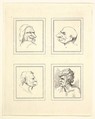 Four Heads (from Characaturas by Leonardo da Vinci, from Drawings by Wincelslaus Hollar, out of the Portland Museum), Wenceslaus Hollar  Bohemian, Etching