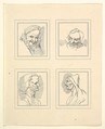Four Heads (from Characaturas by Leonardo da Vinci, from Drawings by Wincelslaus Hollar, out of the Portland Museum), Wenceslaus Hollar  Bohemian, Etching