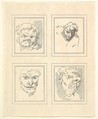 Four Heads (from Characaturas by Leonardo da Vinci, from Drawings by Wincelslaus Hollar, out of the Portland Museum), Wenceslaus Hollar  Bohemian, Etching