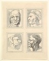 Four Heads (from Characaturas by Leonardo da Vinci, from Drawings by Wincelslaus Hollar, out of the Portland Museum), Wenceslaus Hollar  Bohemian, Etching