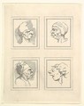 Four Heads (from Characaturas by Leonardo da Vinci, from Drawings by Wenceslaus Hollar, out of the Portland Museum), Wenceslaus Hollar  Bohemian, Etching