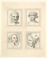 Four Heads (from Characaturas by Leonardo da Vinci, from Drawings by Wincelslaus Hollar, out of the Portland Museum), Wenceslaus Hollar  Bohemian, Etching