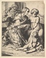 Virgin kneeling before Christ, Pierre Brebiette  French, Etching
