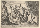 Angels Giving Dates to Child, from "Episodes from the New Testament", Pierre Brebiette  French, Etching