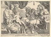 Holy Family with Saints, from "Episodes from the New Testament", Pierre Brebiette  French, Etching