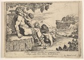 Bacchus, Satyr, and Lion, Pierre Brebiette  French, Etching