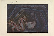 Coal Mining, David Burke American, Color Woodcut