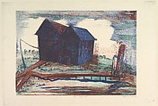 The Rains, David Burke American, Color Woodcut