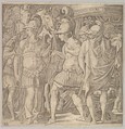 Alexander welcoming Thalestris and the Amazons, Master FG  Italian, Engraving