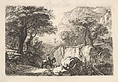 The Horseback Rider in the Gorge, Johann Christoph Erhard  German, Etching; second state