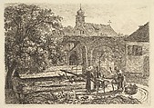 Laundress at an Artesian Well, Johann Christoph Erhard  German, Etching; fourth state