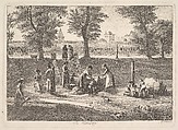 Outdoor Scene of Women in Domestic Activities in Nurnberg,, Johann Christoph Erhard  German, Etching; third state