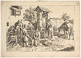 Cossack at the Well, Johann Christoph Erhard German, Etching; before first state