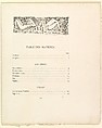 Table of contents and colophon, from a book of poems by Paul Verlaine titled "Parallèlement", Paul Verlaine  French, Wood-cuts