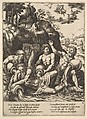 River gods consoling Peneus for the Loss of his Daughter, Daphne, from "Story of Apollo and Daphne", Master of the Die Italian, Engraving