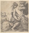 Venus removing a thorn from her foot, Master of the Die Italian, Engraving