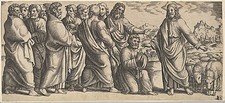 The Delivery of the Keys to Peter, Master of the Die (Italian, active Rome, ca. 1530–60), Engraving