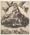 The Virgin seated on clouds being crowned by angels, Master of the Die Italian, Engraving