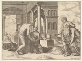 Plate 22: Venus ordering Psyche to Sosort a heap of grain, from the 'Fable of Psyche', Master of the Die Italian, Engraving